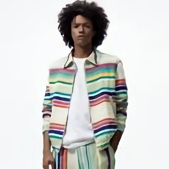 NEW Zara Cotton Blend Jacquard Multi-colored Bomber Jacket, Size L - Picture 3 of 16